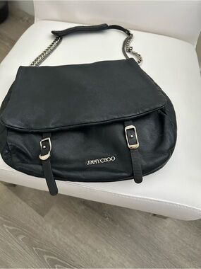 Jimmy Choo Black Leather Chain Shoulder Bag